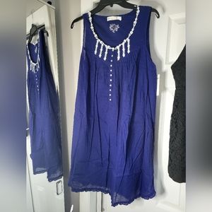 NWT Eileen West Navy Blue  Pajama Dress Gown size M